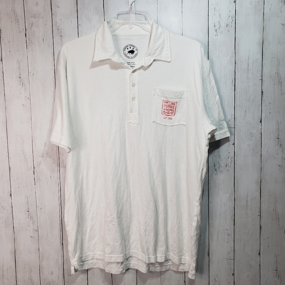 Penske Racing White Cotton Pocket Polo Sportiqe Ap